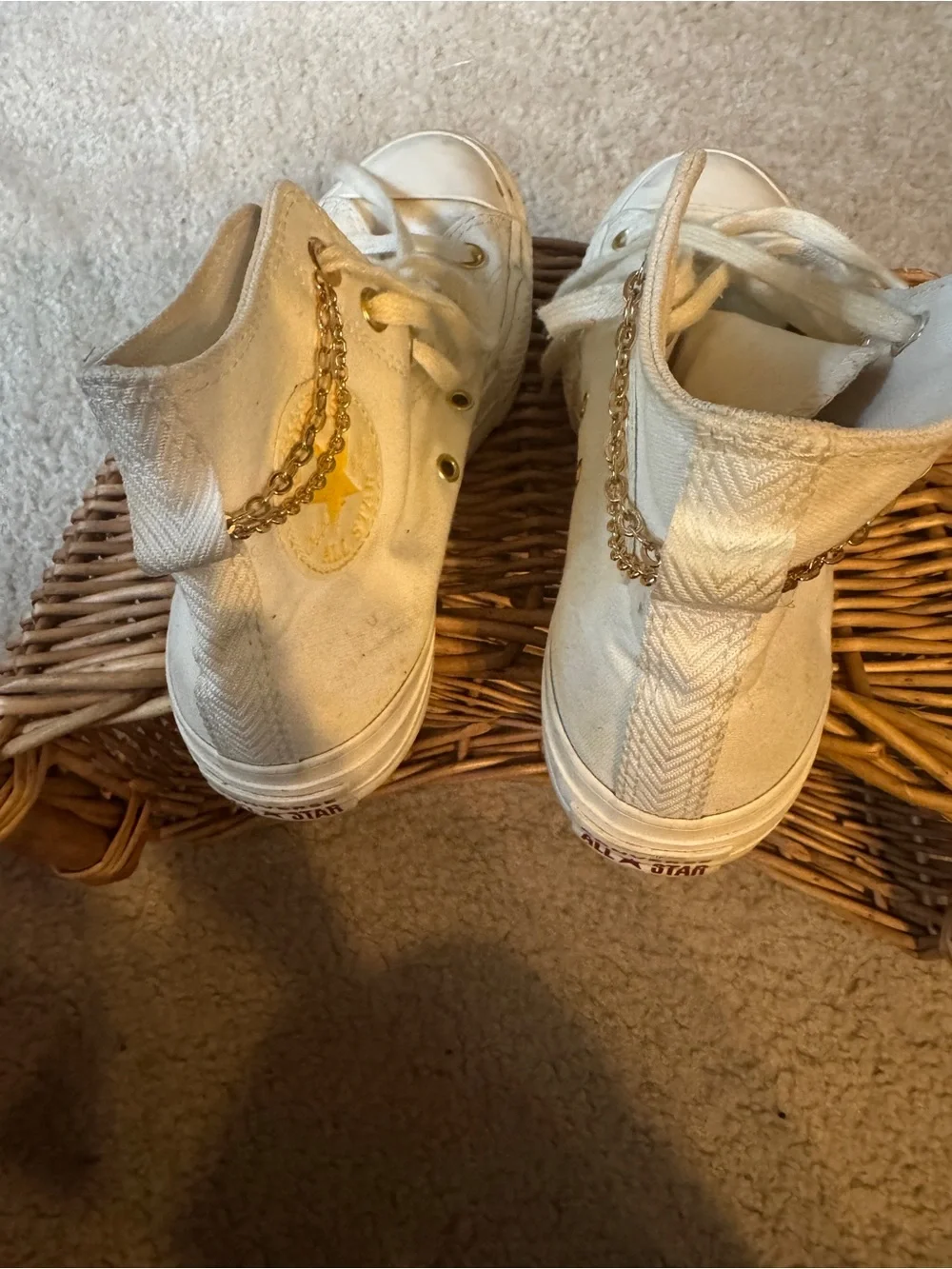 Converse Kids High-Top Sneakers in Cream with Gold Accents